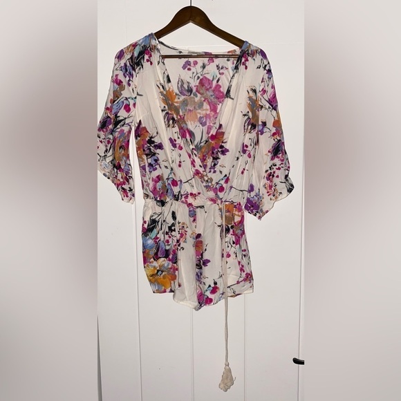 Umgee Floral‎ Romper Dainty Feminine Women S Boho Prairie Cottagecore Rayon - Picture 6 of 7